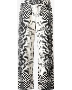 Roberto Cavalli Trousers With Tigress Print - White
