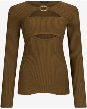 Roberto Cavalli Ribbed Cut-Out Jumper - Green