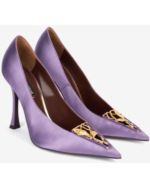 Roberto Cavalli Lilac Court Shoes With Leaf Insert - Purple