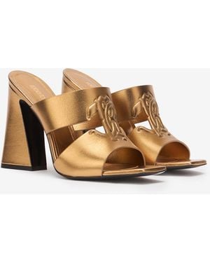 Roberto Cavalli Laminated Mules With Maxi Heels - Multicolour