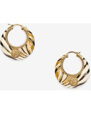 Roberto Cavalli Hoop Earrings With Ray Of Pattern - Metallic