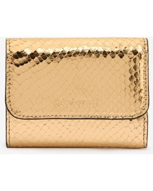 Roberto Cavalli Laminated Card Holder With Snake Print - Natural