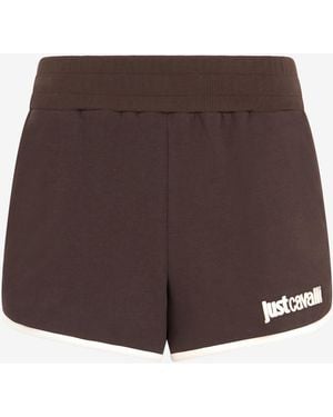 Roberto Cavalli Shorts With Logo - Brown