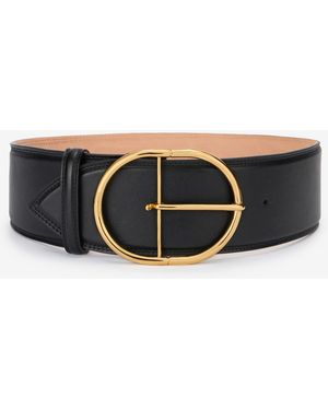 Roberto Cavalli Shaped Leather Belt - Black