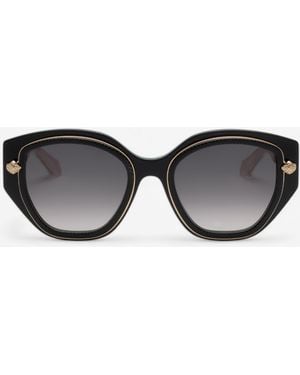 Roberto Cavalli Wide And Feminine Front Sunglasses With Double Ring Decoration - Black
