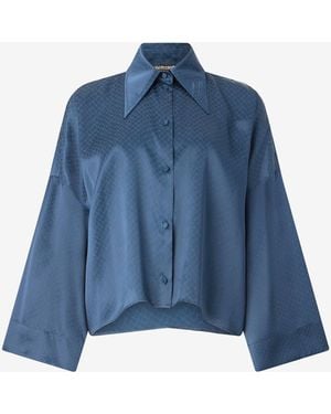 Roberto Cavalli Silk Shirt With Snake-Effect Pattern - Blue