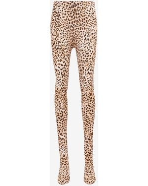 Roberto Cavalli Cheetah-Print Footed Leggings - White