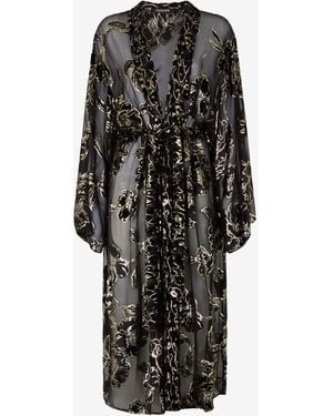 Roberto Cavalli Bata Transparente Con Motivo Floral - Negro