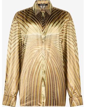 Roberto Cavalli Silk Shirt With Iside Print - Metallic