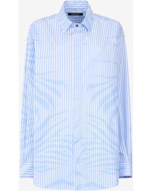 Roberto Cavalli Striped Shirt With Zebra Pattern - Blue
