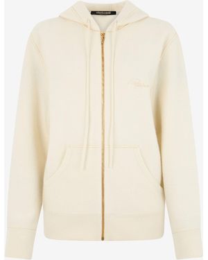 Roberto Cavalli Knitted Zip-Up Sweatshirt - Natural
