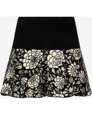 Roberto Cavalli Miniskirt With Jacquard Floral Pattern - Black