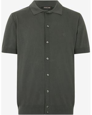 Roberto Cavalli Knitted Polo Shirt With Monogram Rc - Green