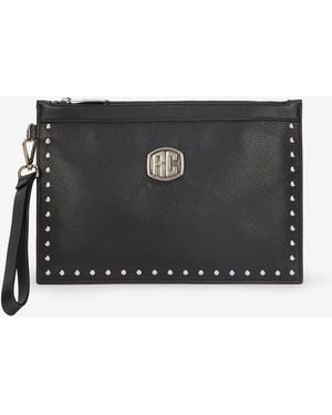 Roberto Cavalli Flat Clutch With Studs - Black