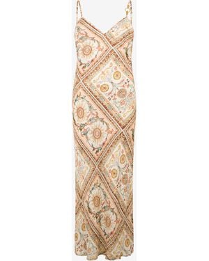 Roberto Cavalli Persian Tarot Print Slip Dress - White