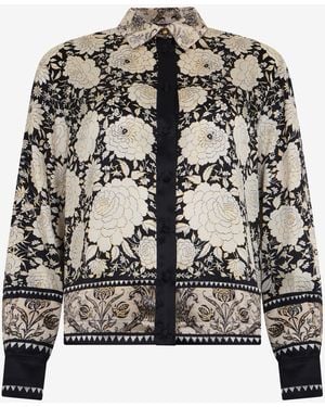 Roberto Cavalli And Ivory Floral Print Shirt - Black