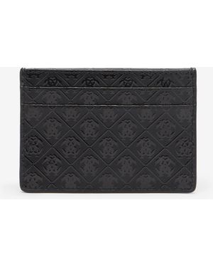 Roberto Cavalli Card Holder With All-Over Mirror Snake Monogram - Black