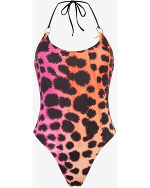 Roberto Cavalli Leopard-Print Swimsuit - White