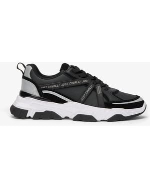 Roberto Cavalli Chunky Leather Sneakers - Black