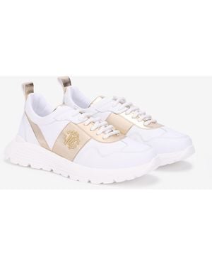 Roberto Cavalli Running Shoes Blancas Con Monogram Rc Dorado - Multicolor