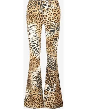 Roberto Cavalli Trousers With Jaguar Skin Print - Metallic