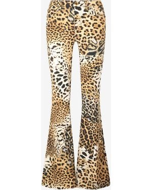 Roberto Cavalli Pants With Jaguar Skin Print - Metallic