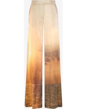Roberto Cavalli Sunset Print Palazzo Trousers - White