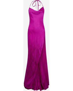 Roberto Cavalli Crinkled Silk Long Dress - Purple