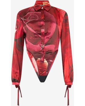 Roberto Cavalli Abstract-Print Bodysuit - Red