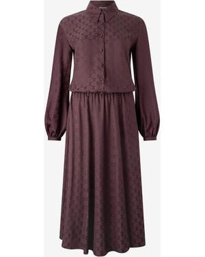 Roberto Cavalli Shirt Dress With Mirror Snake Monogram - Purple
