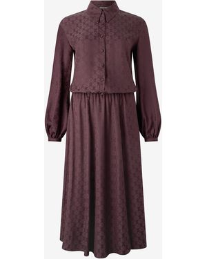Roberto Cavalli Shirt Dress With Mirror Snake Monogram - Purple