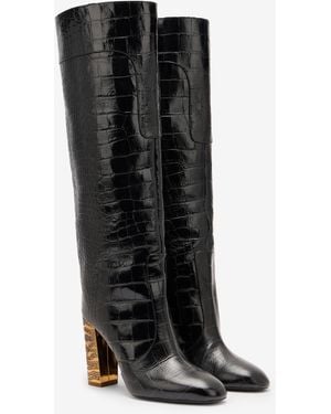 Roberto Cavalli Boots With Crocodile Embossing - Black