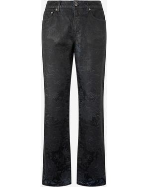Roberto Cavalli Jeans With Floral Pattern And Discoloration - Black
