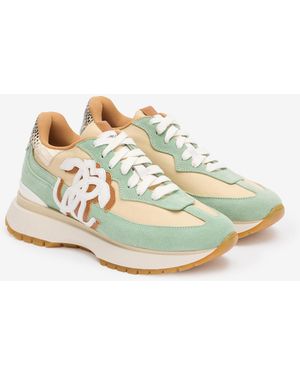 Roberto Cavalli Trainers With Contrasting Back And Mirror Snake Monogram - Metallic