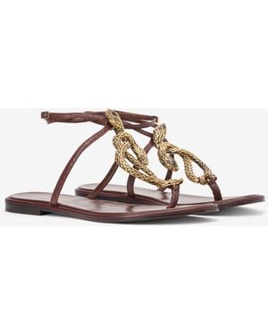 Roberto Cavalli Sandalias Planas De Dedo Marrones Con Serpientes - Multicolor