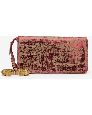 Roberto Cavalli Roar Pochette Bag Burgundy Laminated Leather - White