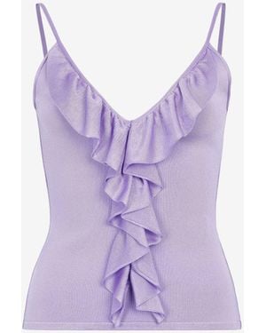 Roberto Cavalli Ruffle-Detailed Vest Top - Purple