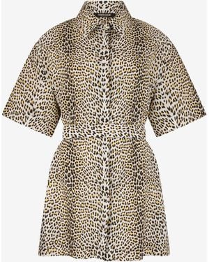 Roberto Cavalli Pop Jaguar Print Mini Dress - Natural