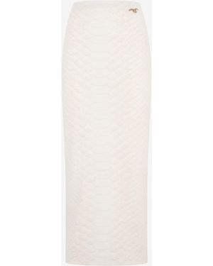 Roberto Cavalli Serpentine Print Skirt - White