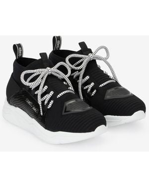 Roberto Cavalli Sneakers With Snake-Effect Inserts - Black