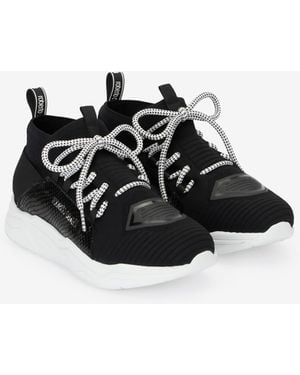 Roberto Cavalli Trainers With Snake-Effect Inserts - Black