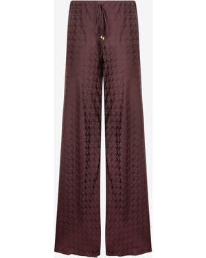 Roberto Cavalli Loose Pants With Mirror Snake Monogram - Purple