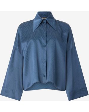 Roberto Cavalli Silk Shirt With Snake-Effect Pattern - Blue