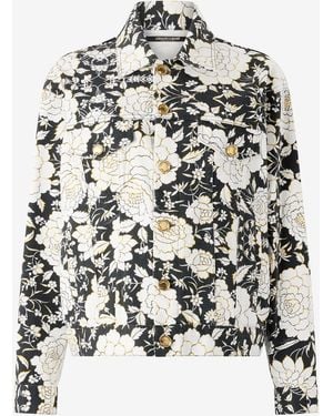 Roberto Cavalli Denim Jacket With Flowers - White