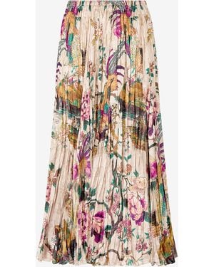 Roberto Cavalli Midi Skirt With Oriental Bird Print - White