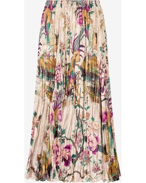 Roberto Cavalli Midi Skirt With Oriental Bird Print - White