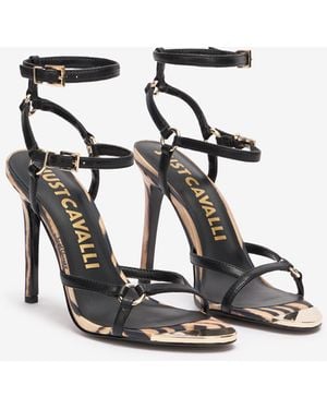 Roberto Cavalli Strappy Tiger Skin Sandals - Black