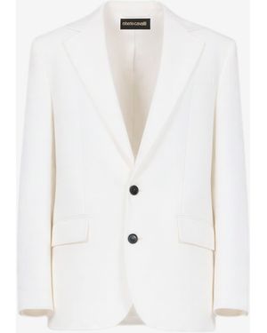Roberto Cavalli Jacket With Ray Print - Natural