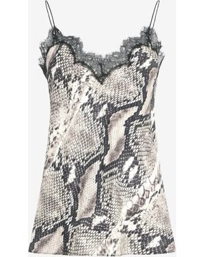 Roberto Cavalli Silk Top With Python Print - White