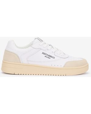Roberto Cavalli Leather Trainers With Inserts - White